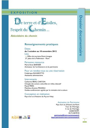 du 2 octobre au 18 novembre - AcadÃ©mie de Clermont-Ferrand