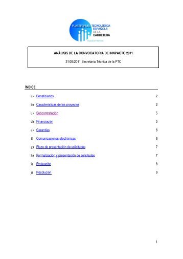 1 ANÃLISIS DE LA CONVOCATORIA DE INNPACTO 2011 31/03 ...