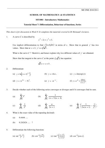 Tutorial Sheet 7