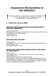 Angebotene Blockpraktika im SS 2006 - Fachschaft Biologie an der ...