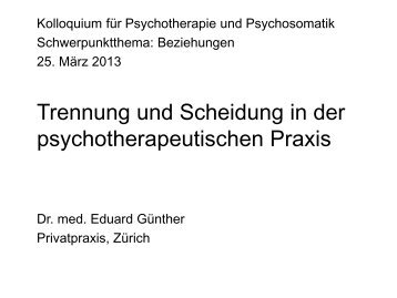 Trennung und Scheidung in der psychotherapeutischen Praxis