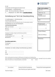 Anmeldung zur GesellenprÃ¼fung Teil 2 - Kfz-Innung Oberfranken