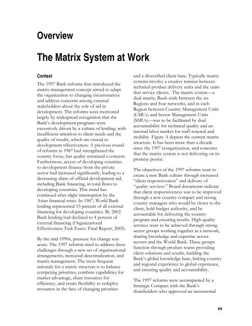 The Matrix System at Work - Independent Evaluation Group - World ...