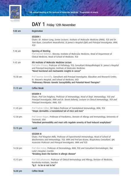 Programme of Events (PDF 271 kB) - Trinity College Dublin
