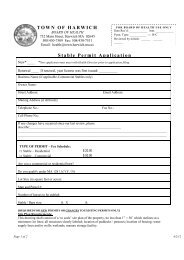 Stable Permit Application Package - Town of Harwich