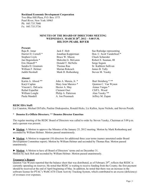 Minutes - Rockland Economic Development Corporation