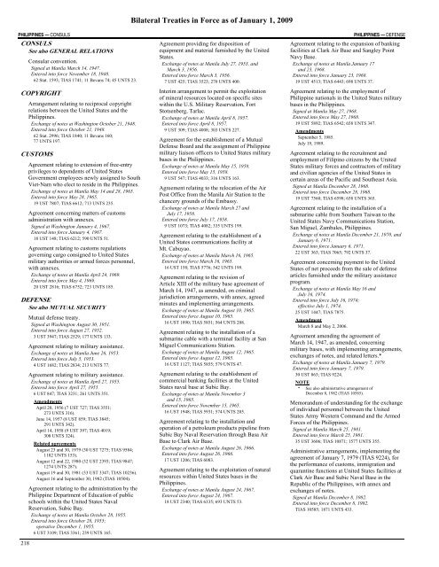 List of Treaties and Other International Agreements in Force as of ...