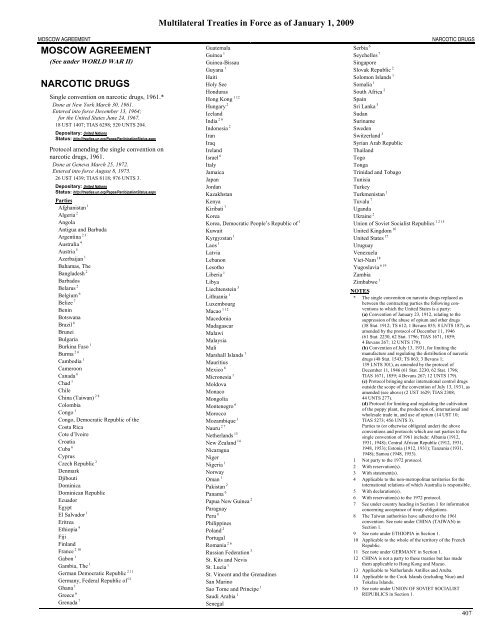 List of Treaties and Other International Agreements in Force as of ...
