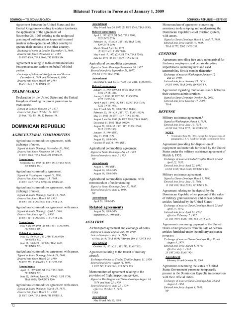 List of Treaties and Other International Agreements in Force as of ...