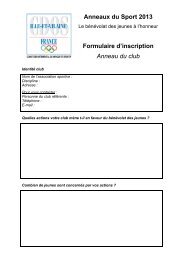 Anneaux du Sport 2013 Formulaire d'inscription Anneau du club