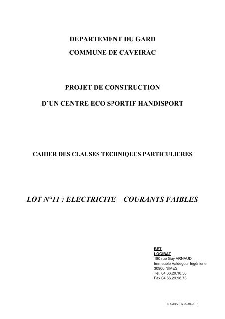 CCTP LOT 11 - Mairie de Caveirac