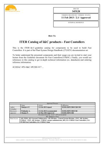 ITER Catalog of I&C products - Fast Contollers