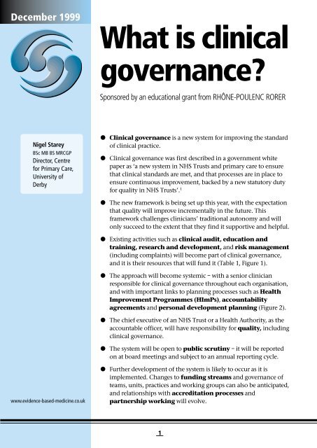 What is clinical governance? - R@cine