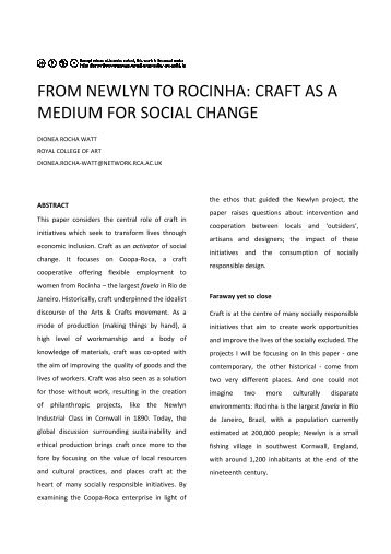 from newlyn to rocinha: craft as a medium for social change