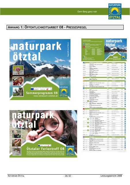 Naturpark Ãtztal Jahresbericht 2008