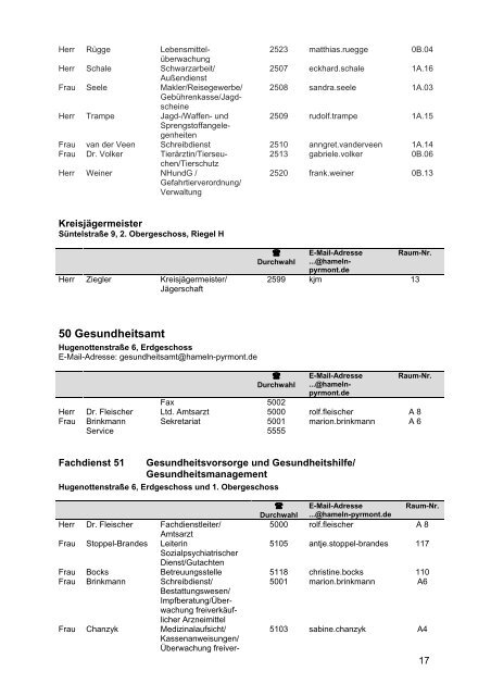 Telefonverzeichnis 2011 - Landkreis Hameln-Pyrmont