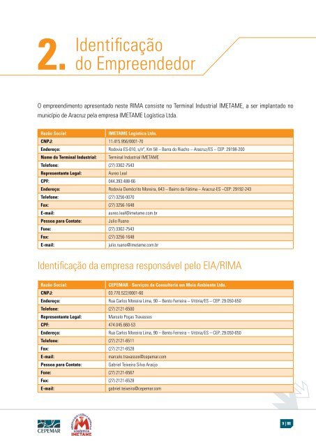 IMETAME LOGISTICA LTDA - Instituto Estadual de Meio Ambiente