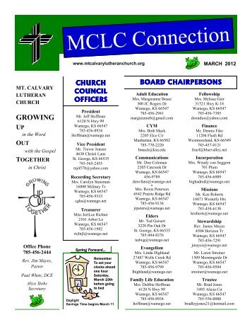 March 2012 Newz - Mt. Calvary Lutheran Church