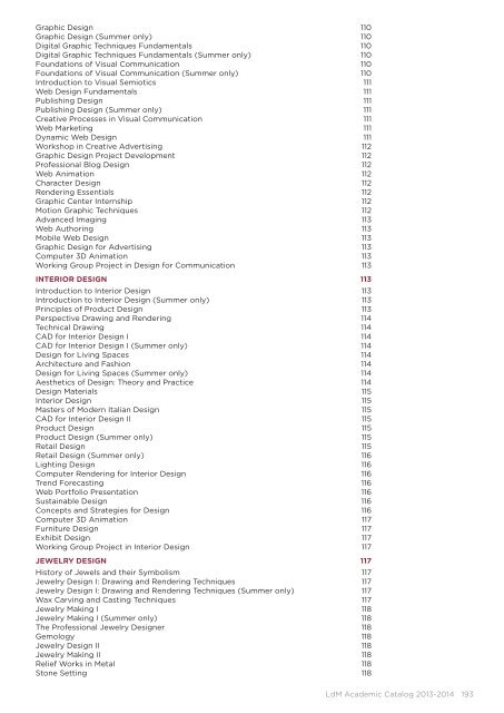 aCademiC Catalog 2013-2014 - Lorenzo de Medici