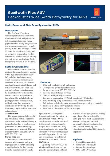 GeoSwath Plus AUV GeoAcoustics Wide Swath ... - AUVAC