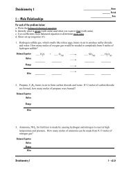 Stoichiometry 1 1 â Mole Relationships