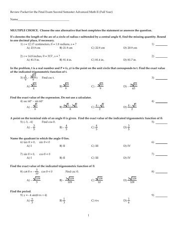 Review Packet for Sem 2 Final Exam AMII (Full Year).tst