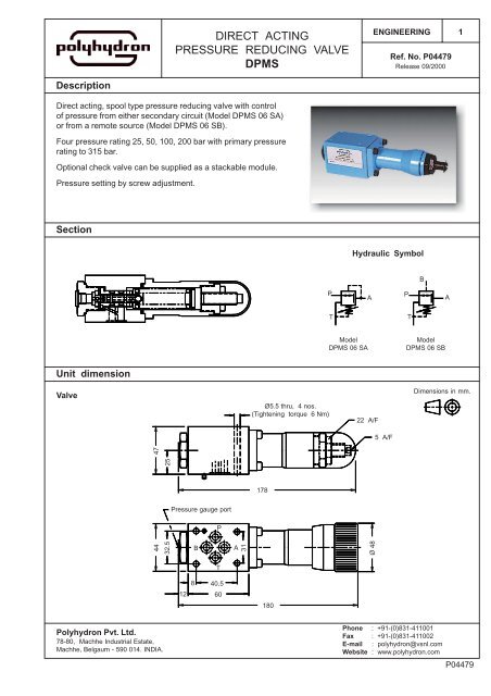 direct acting pressure reducing valve dpms - Polyhydron Group of ...