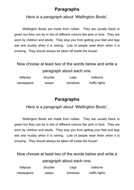 Paragraphs Paragraphs - Primary Resources