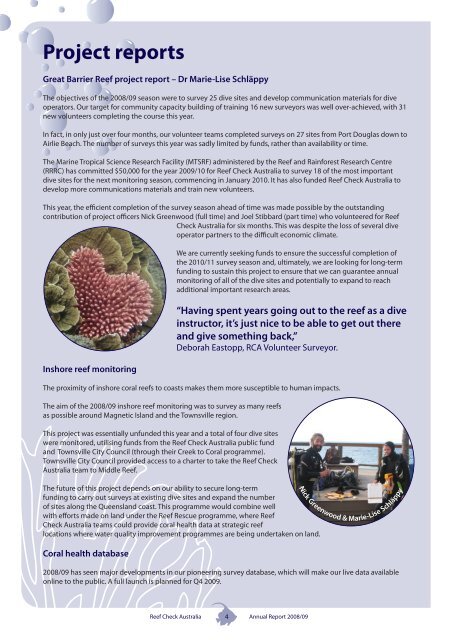 2008/09 Annual Report - Reef Check Australia