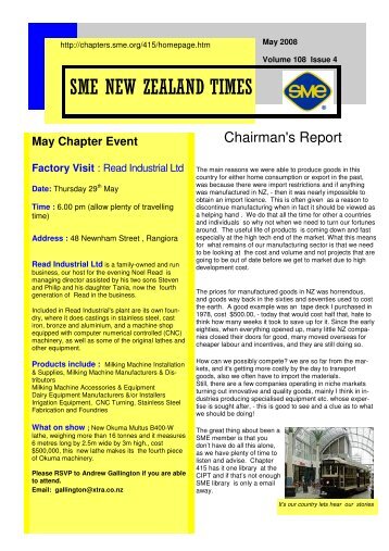 SME NZ Times May 2008 - Society of Manufacturing Engineers