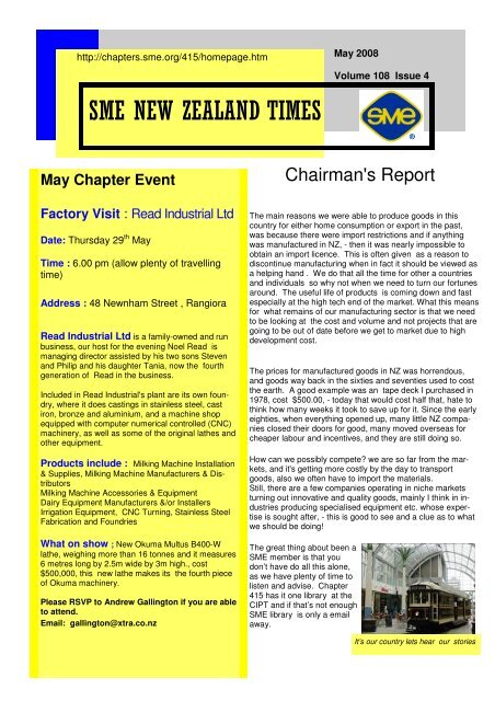 SME NZ Times May 2008 - Society of Manufacturing Engineers