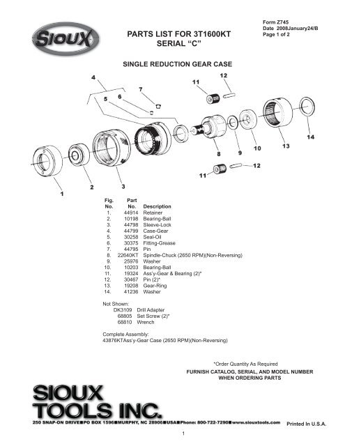 Details about   Sioux Tools 72457 Gear Case Assembly for 1308 Air Jig Saw 