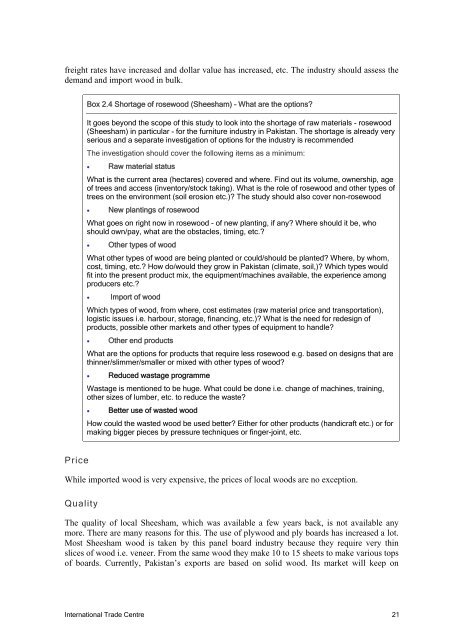 The Furniture Sector in Pakistan: Export performance and ... - TRTA i