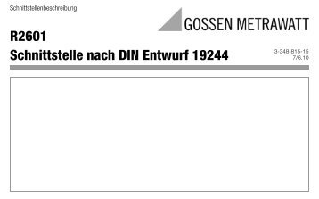 R2601 Schnittstelle nach DIN Entwurf 19244 - Gossen-Metrawatt