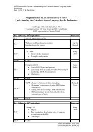 Programme for ALTE Introductory Course in Language Testing