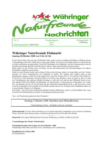 WÃ¤hringer Naturfreunde Nachrichten Nr. 3 - Ortsgruppe WÃ¤hring