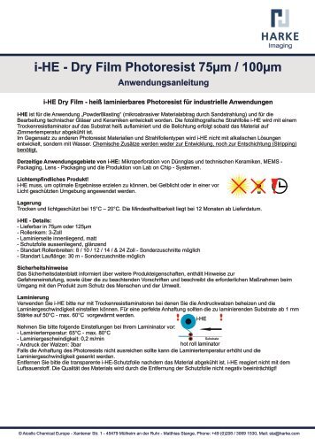 i-HE - Dry Film Photoresist 75Âµm / 100Âµm