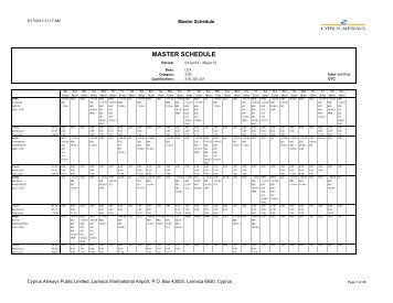 Current Month - STDs - Cyprus Airways Services