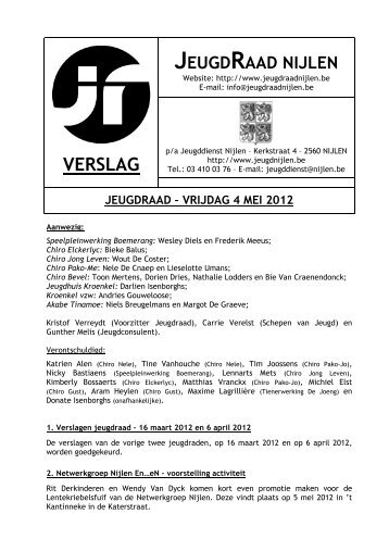 Verslag 4 mei 2012 - Jeugd Nijlen