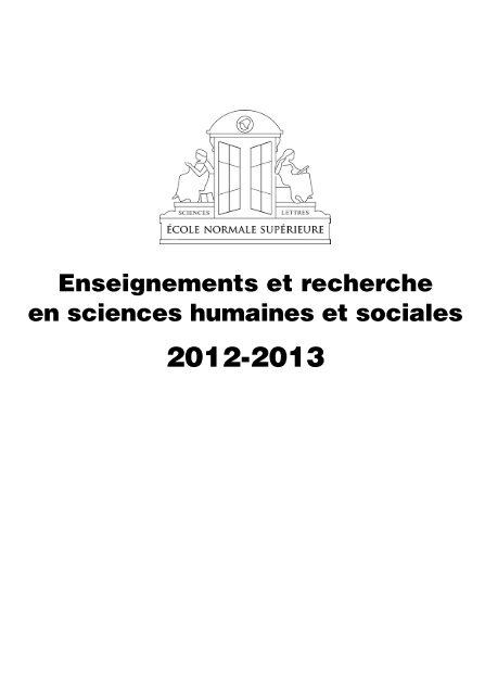 Enseignements et recherche en sciences humaines et sociales