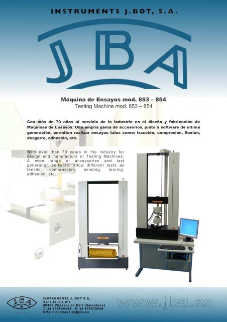 MÃ¡quina de Ensayos mod. 853 â 854 Testing Machine mod. 853 ...