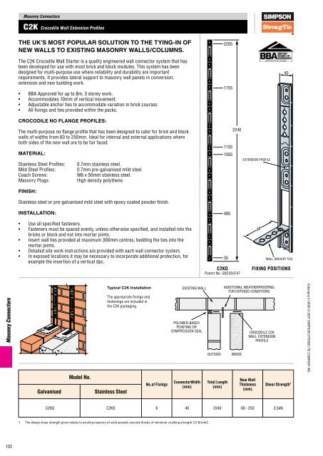 STAINLESS STEEL WALL STARTER KIT Brick Block Extension Interior Exterior Tie In