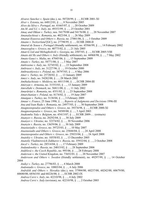 Case-Law References of Judgments and Published Decisions