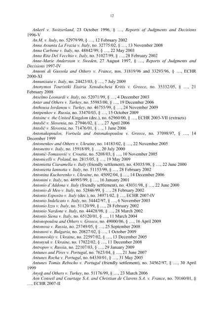 Case-Law References of Judgments and Published Decisions