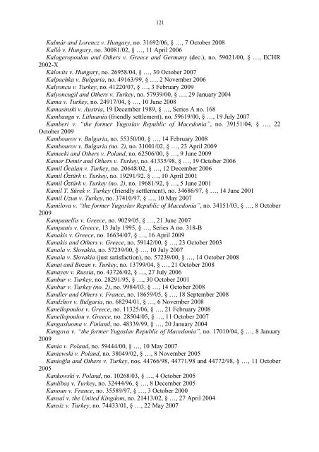 Case-Law References of Judgments and Published Decisions