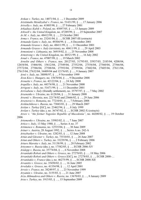 Case-Law References of Judgments and Published Decisions