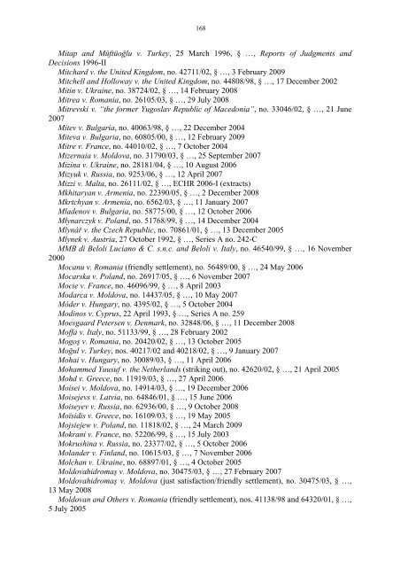 Case-Law References of Judgments and Published Decisions