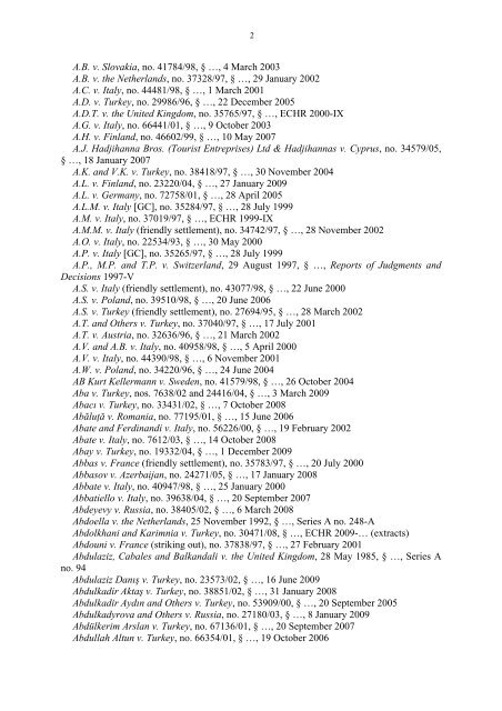 Case-Law References of Judgments and Published Decisions