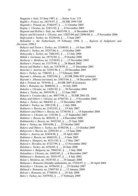 Case-Law References of Judgments and Published Decisions