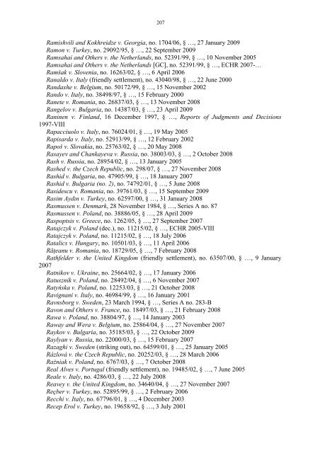 Case-Law References of Judgments and Published Decisions